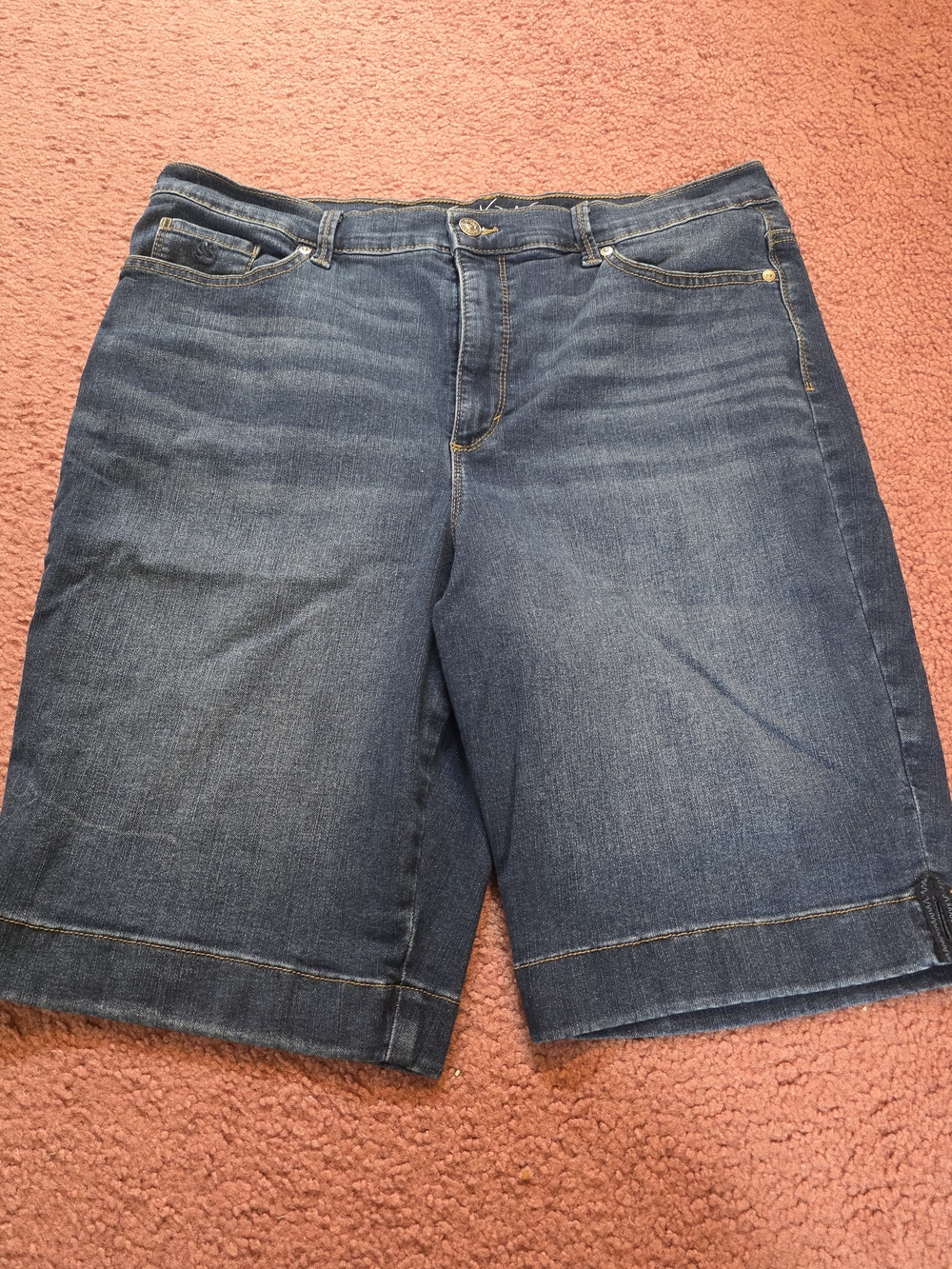 Gloria Vanderbilt Mid-Length Dark Blue Denim Shorts Amanda All SLIMMING 16
